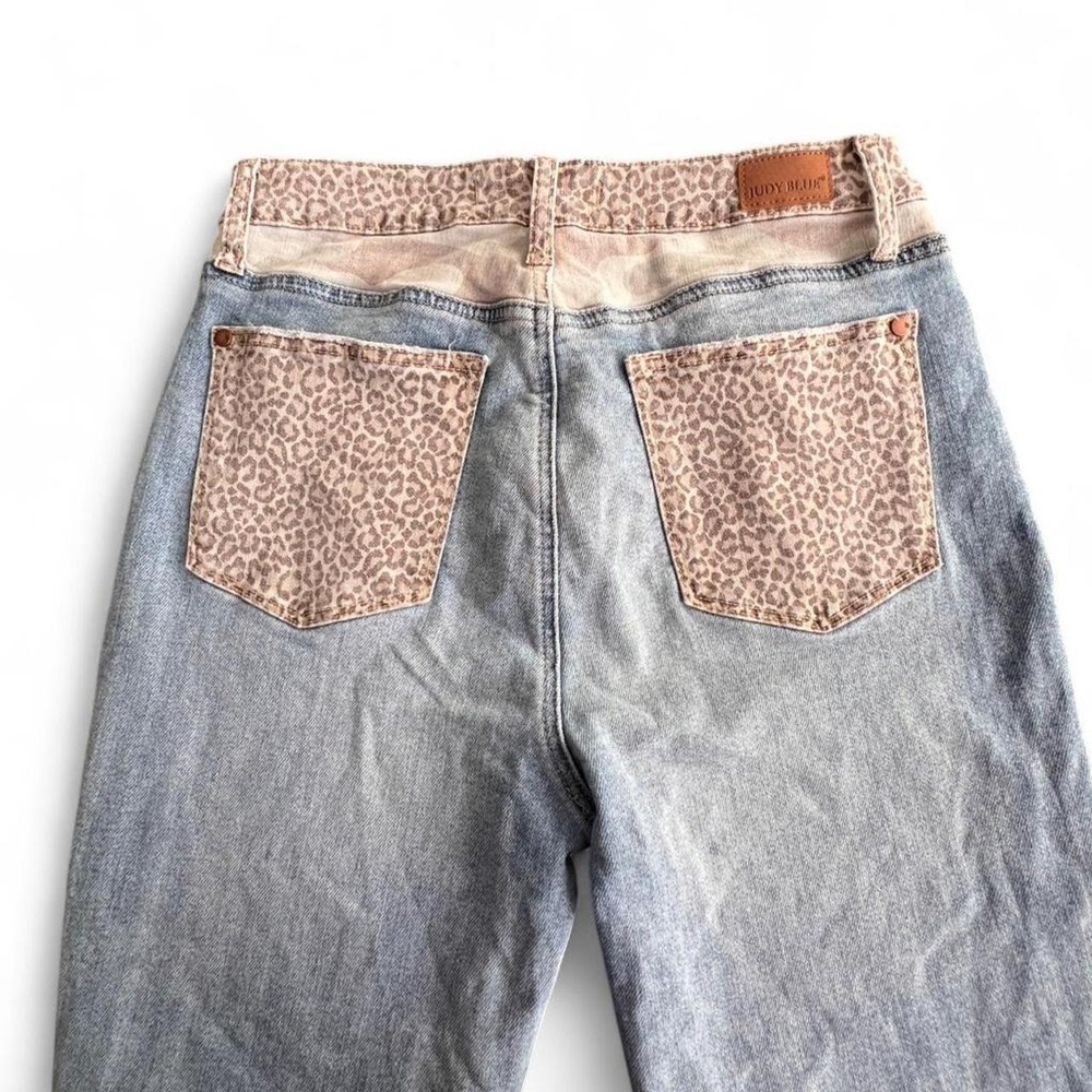 Judy Blue High-waisted Leopard Print and Camo Light Wash Jeans Women's 7/28